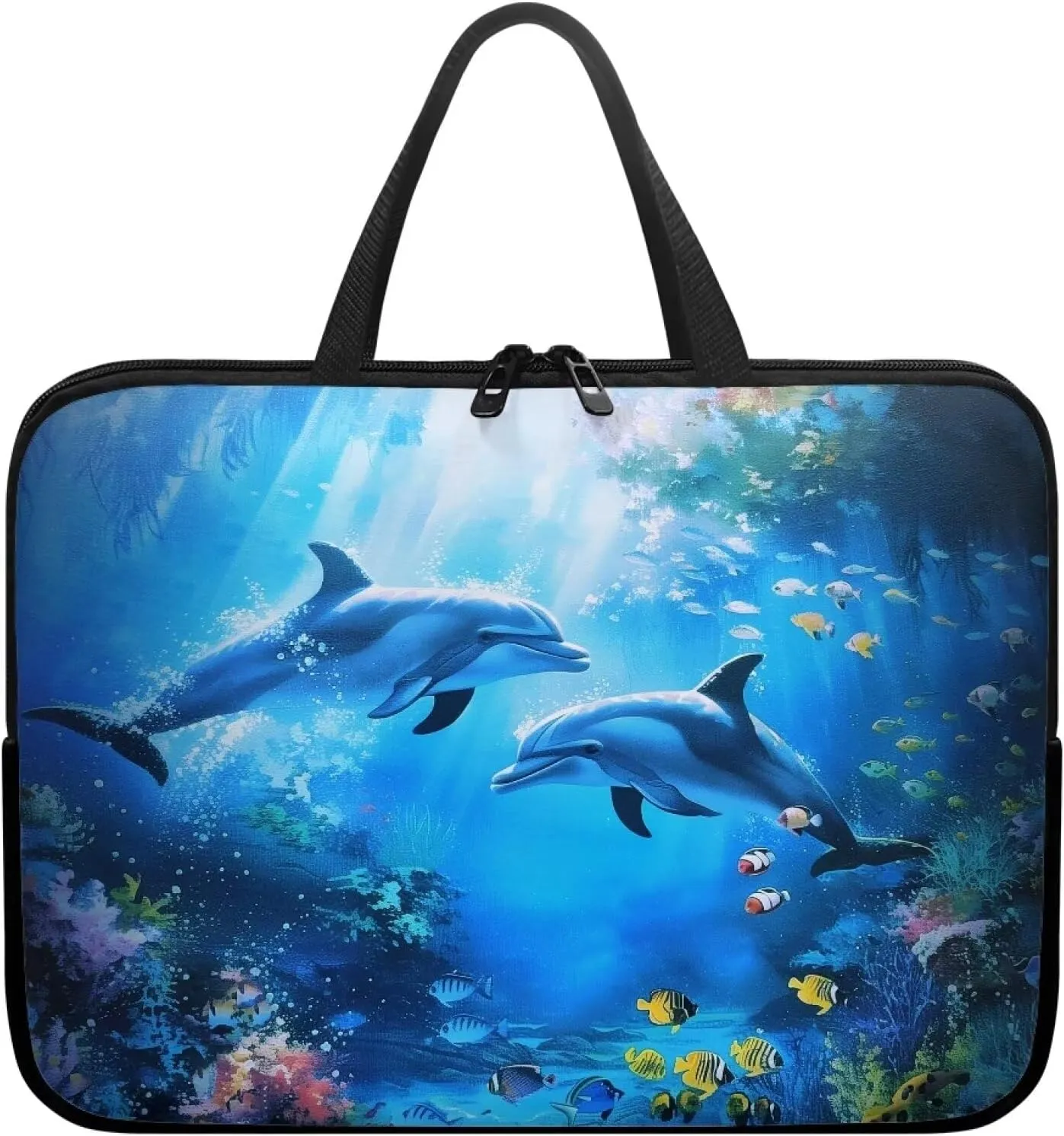 Mumeson Laptop Sleeve Case, Lightweight Portable Laptop Bag Cover Portable Dolphin Laptop Carrying Case Bag Protective Tote Handbag