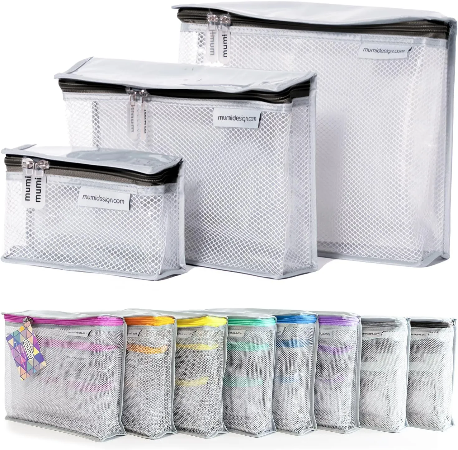 MUMI Travel Toiletry Bag Set of 3  Clear TSA Approved Toiletry Bags for Women  Reusable Water-Resistant Makeup Organizer Pouches for Skincare, Cosmetics, Travel Accessories, Airport Packing - Black