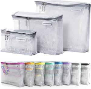 MUMI Travel Toiletry Bag Set of 3  Clear TSA Approved Toiletry Bags for Women  Reusable Water-Resistant Makeup Organizer Pouches for Skincare, Cosmetics, Travel Accessories, Airport Packing - Gray