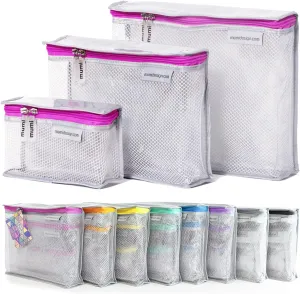MUMI Travel Toiletry Bag Set of 3  Clear TSA Approved Toiletry Bags for Women  Reusable Water-Resistant Makeup Organizer Pouches for Skincare, Cosmetics, Travel Accessories, Airport Packing - Pink