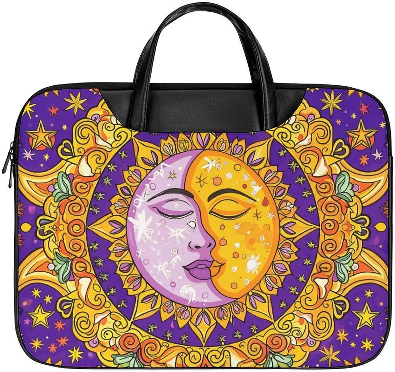 Mystic Faces Leather Laptop Bag Laptop Briefcase Waterproof Durable Portable Bag Portable Laptop Bag Business Office 16.5 * 12.6IN