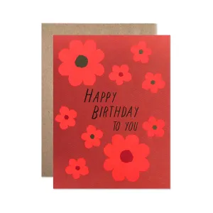 Neon Birthday Flowers Card