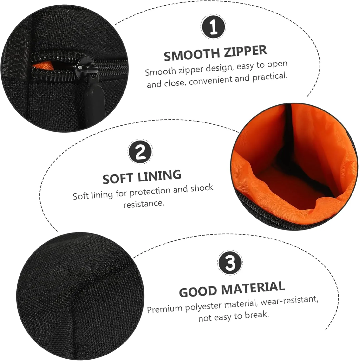 NUOBESTY Camera Lens Pouch with Zipper Portable Shockproof Storage Bag for DSLR Lenses Durable and Lightweight Design for Travel and Protection