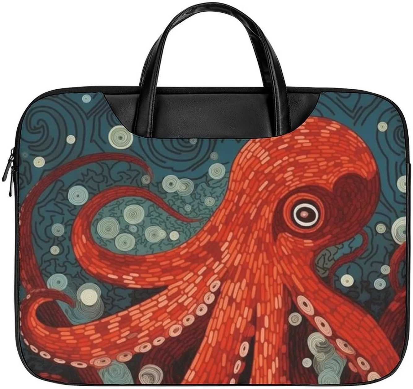 Octopus Tentacles Leather Laptop Bag Laptop Briefcase Waterproof Durable Portable Bag Portable Laptop Bag Business Office 16.5 * 12.6IN