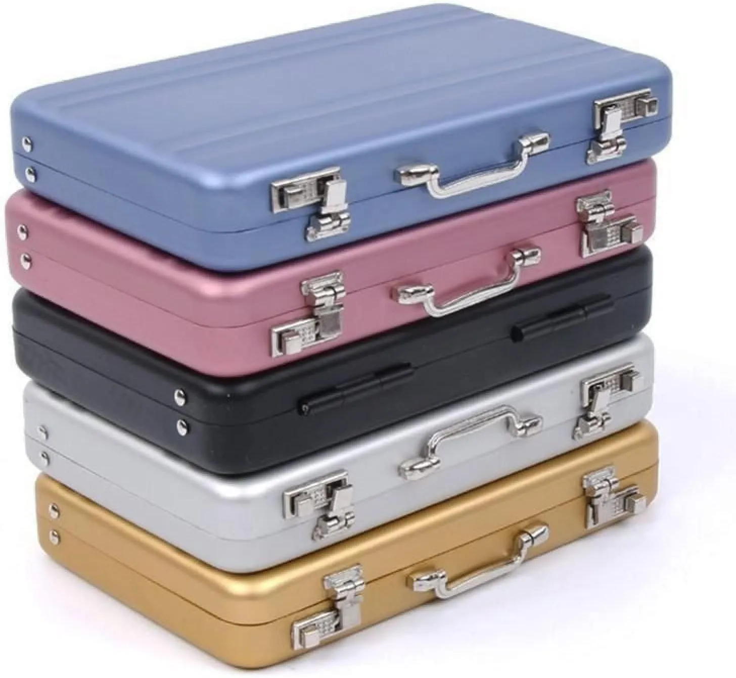 Password Safe Shaped Aluminum Card Holder Mini Suitcase Business Card case Business Card Storage case Cigarette case(Black)