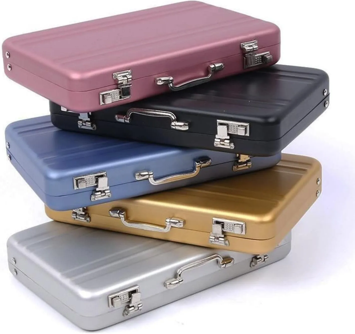 Password Safe Shaped Aluminum Card Holder Mini Suitcase Business Card case Business Card Storage case Cigarette case(Black)