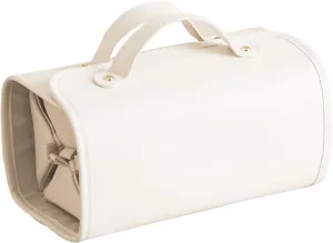 Portable 4-in-1 Foldable Cosmetic Bag, Waterproof Travel Toiletry Bag with 4 Clear Detachable Compartment Roll Up Makeup Bag Hanging Travel Organizer Folding Cosmetic Bag (white)