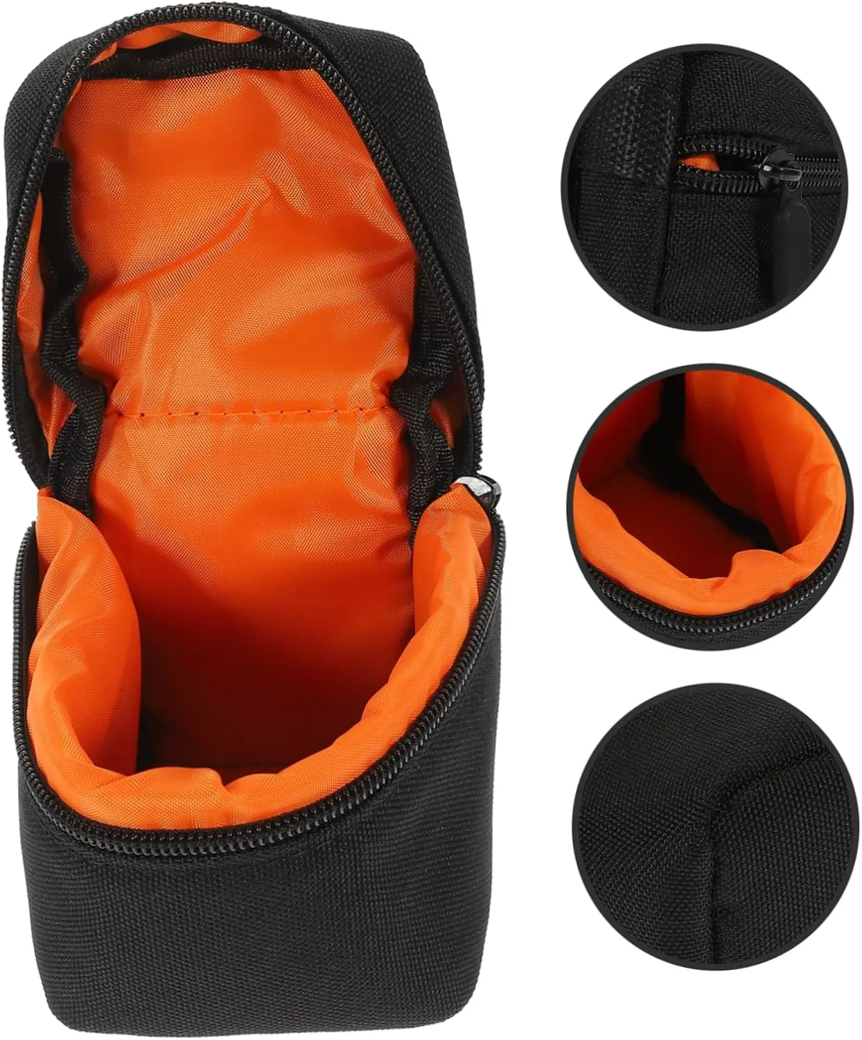 Portable Camera Lens Bag Shockproof Pouch for Mirrorless Lenses Durable Storage Case with Zipper Closure for Travel Photography