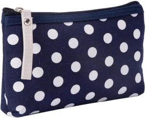Portable Dot Print Zipper Makeup Toiletry Storage Pouch Key Cards Coin Phone Bag - Blue