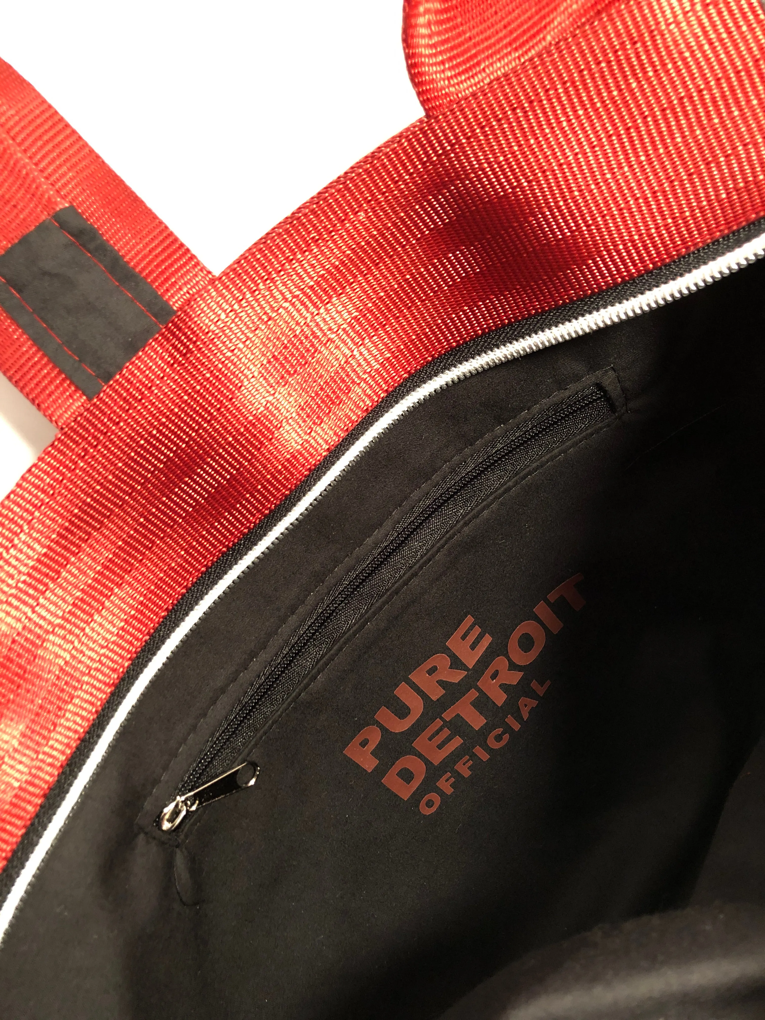 Pure Detroit OFFICIAL - Large Ring Tote Seatbelt Bag - Red PRE ORDER