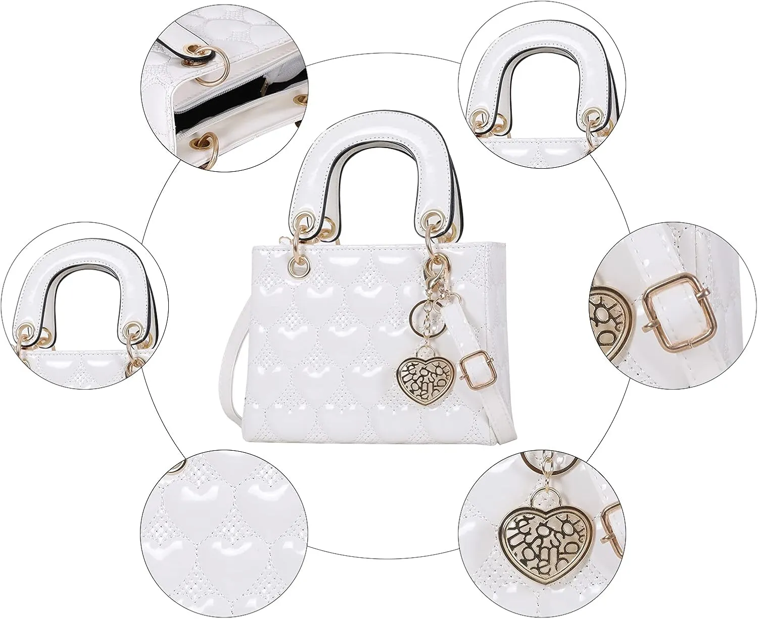 Purses and Handbag for Women Fashion Ladies Leather Top Handle Shiny Patent Satchel Shoulder Tote Bag Crossbody