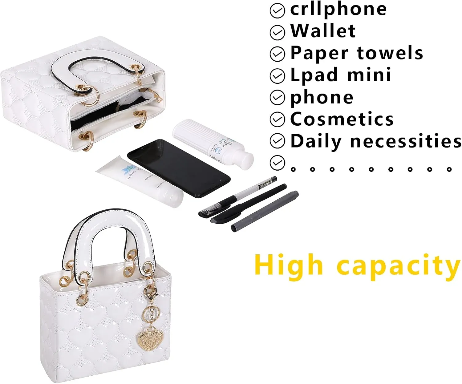 Purses and Handbag for Women Fashion Ladies Leather Top Handle Shiny Patent Satchel Shoulder Tote Bag Crossbody