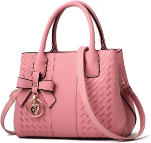 Purses and Handbags for Women Fashion Solid Color PU Leather Top Handle Satchel Shoulder Tote Bags