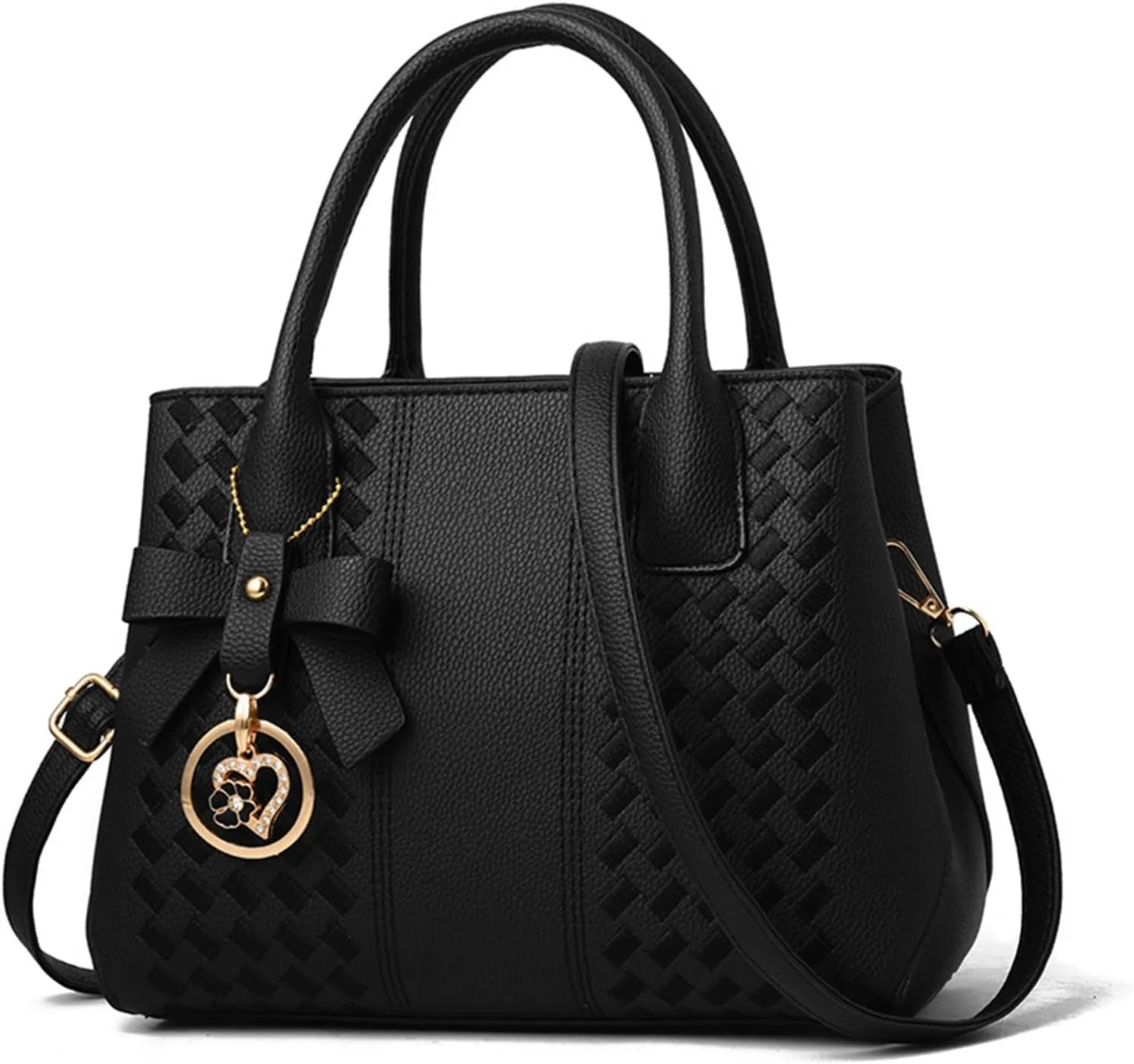 Purses and Handbags for Women Fashion Solid Color PU Leather Top Handle Satchel Shoulder Tote Bags