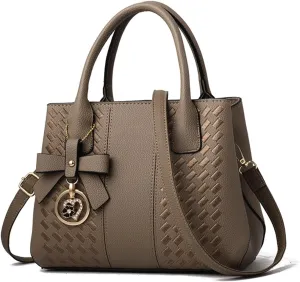 Purses and Handbags for Women Fashion Solid Color PU Leather Top Handle Satchel Shoulder Tote Bags