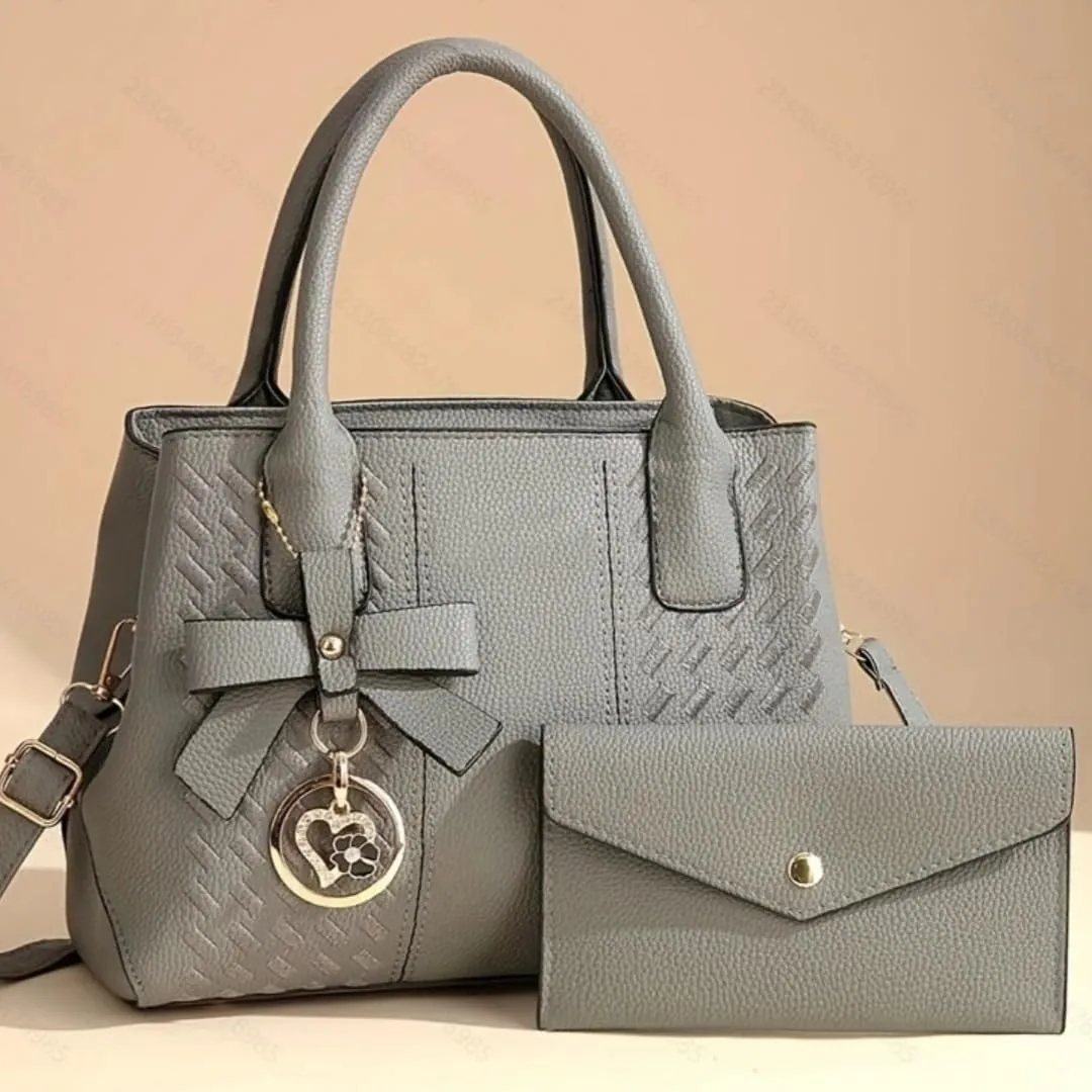Purses and Handbags for Women Fashion Solid Color PU Leather Top Handle Satchel Shoulder Tote Bags