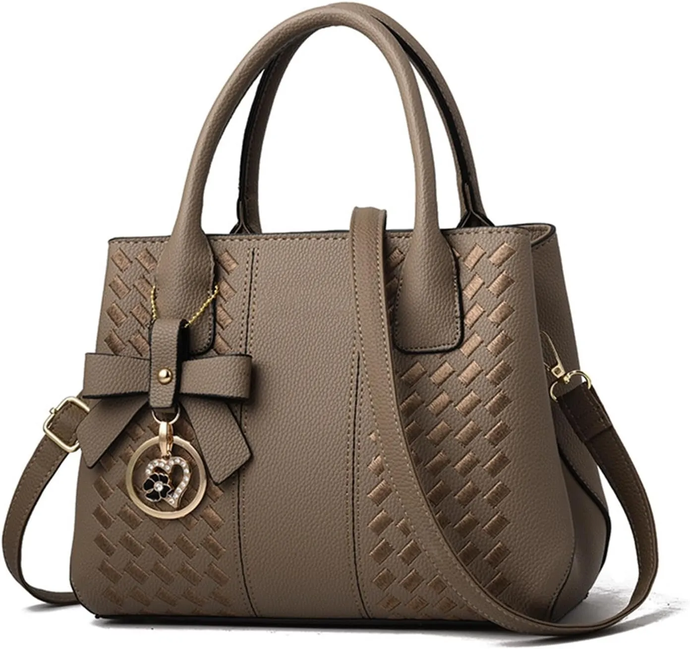 Purses and Handbags for Women Fashion Solid Color PU Leather Top Handle Satchel Shoulder Tote Bags