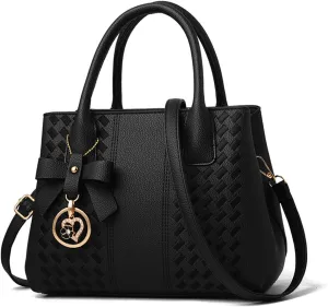 Purses and Handbags for Women Fashion Solid Color PU Leather Top Handle Satchel Shoulder Tote Bags