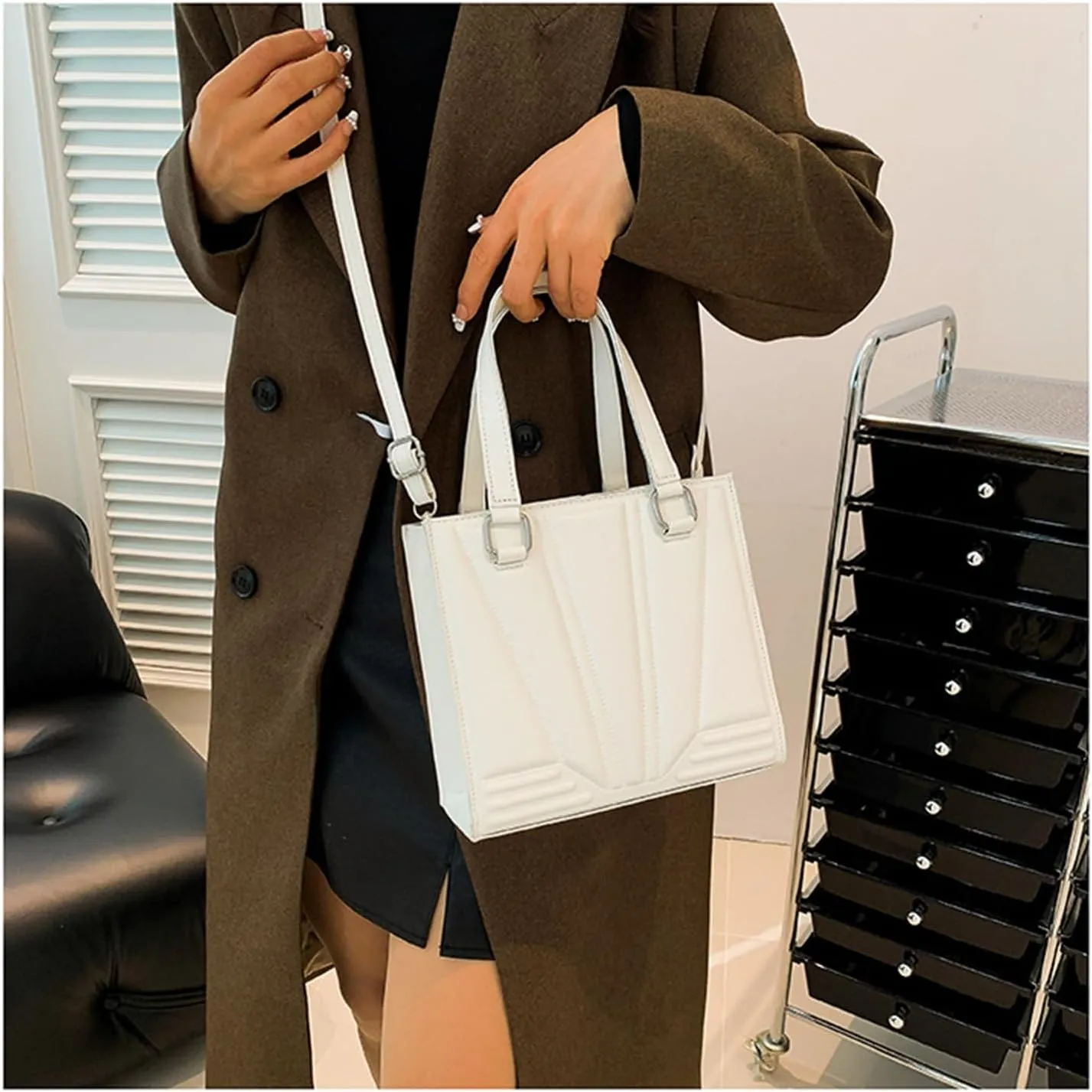 Purses and Handbags for Women Ladies PU Leather Top Handle Satchel Shoulder Tote Bags with Adjustable Strap (B)