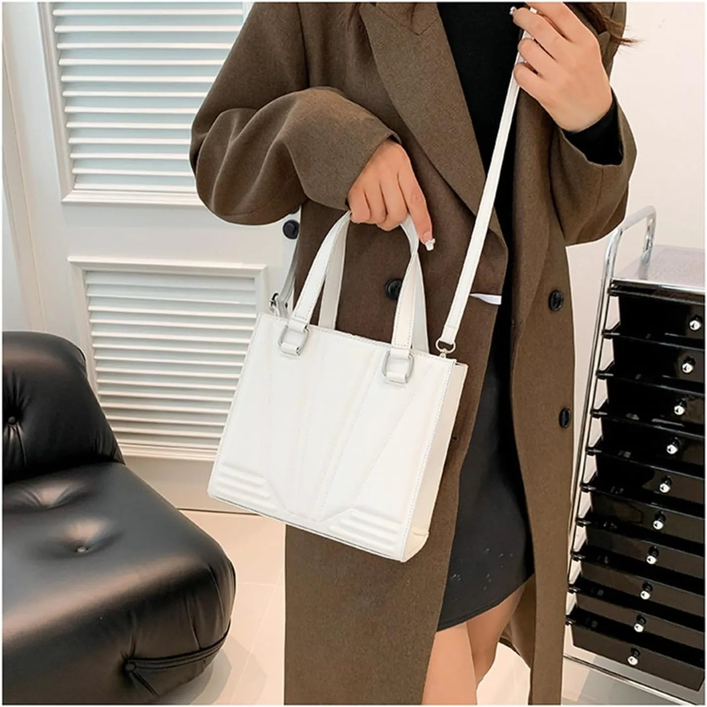Purses and Handbags for Women Ladies PU Leather Top Handle Satchel Shoulder Tote Bags with Adjustable Strap (B)