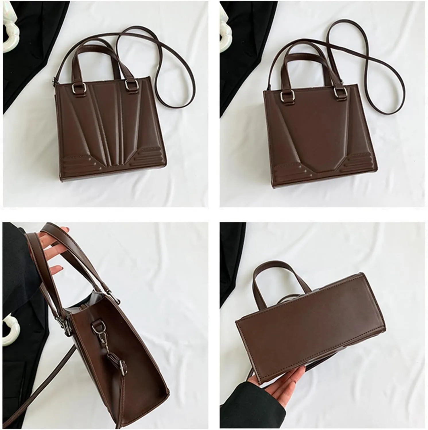 Purses and Handbags for Women Ladies PU Leather Top Handle Satchel Shoulder Tote Bags with Adjustable Strap (B)