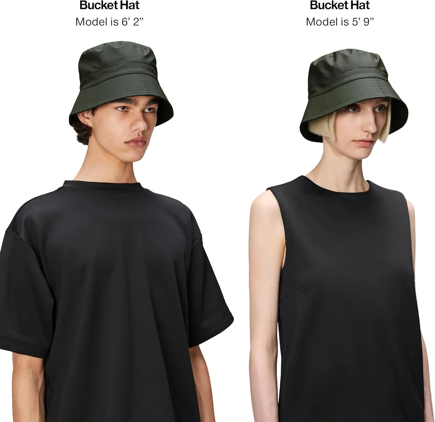 RAINS Bucket Hat - Lightweight PU Fabric, Soft Lining, Modern Design with Vertical Rim & Stitch Details for Comfort