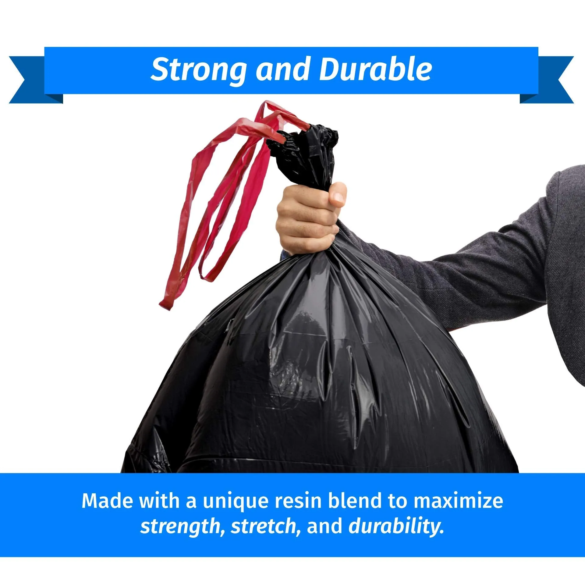 Reli. 30 Gallon Trash Bags Drawstring | 250 Count Bulk | Black | 30 Gallon Garbage Bags Heavy Duty | Large