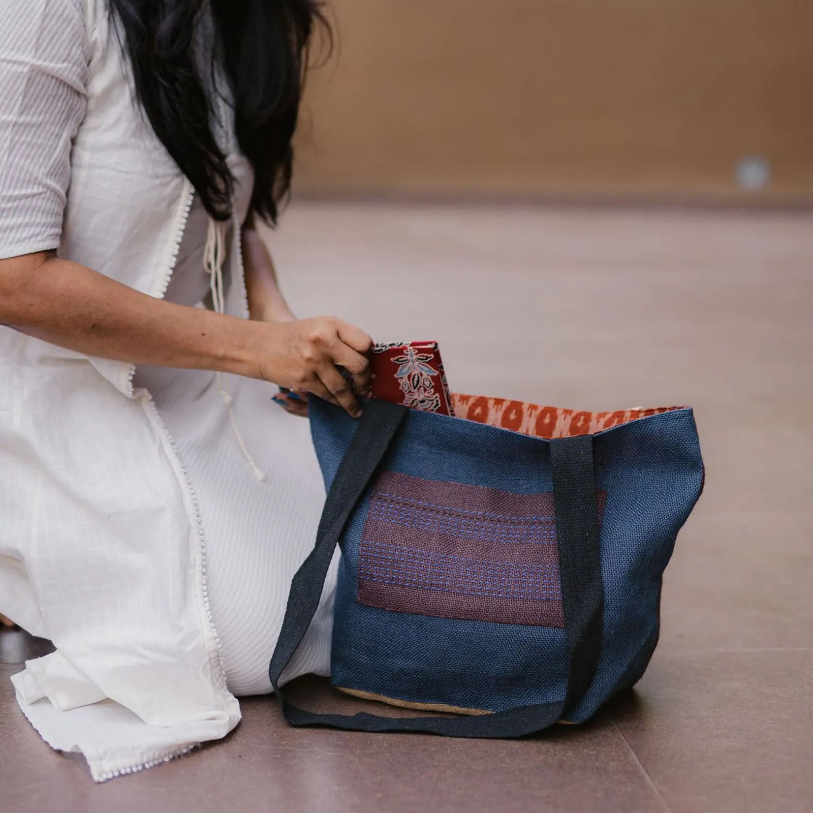 Reversible Ikat Tote Medium Bag