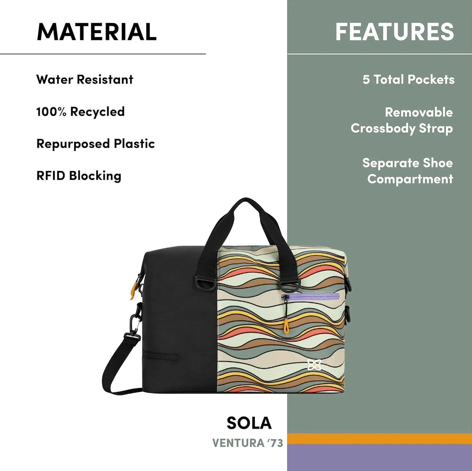 Sherpani Sola, Travel Duffle Bag, Weekender Bags for Women, Carry-On Duffel with Luggage Pass-Through