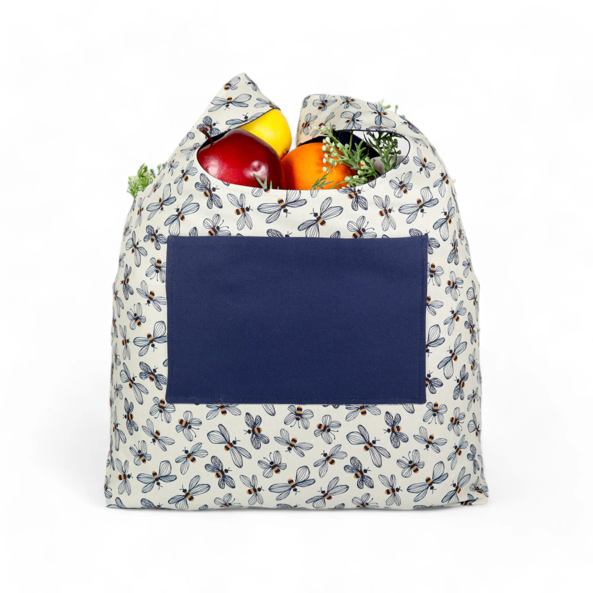 Shopping Tote Sewing Kit - Bees Navy
