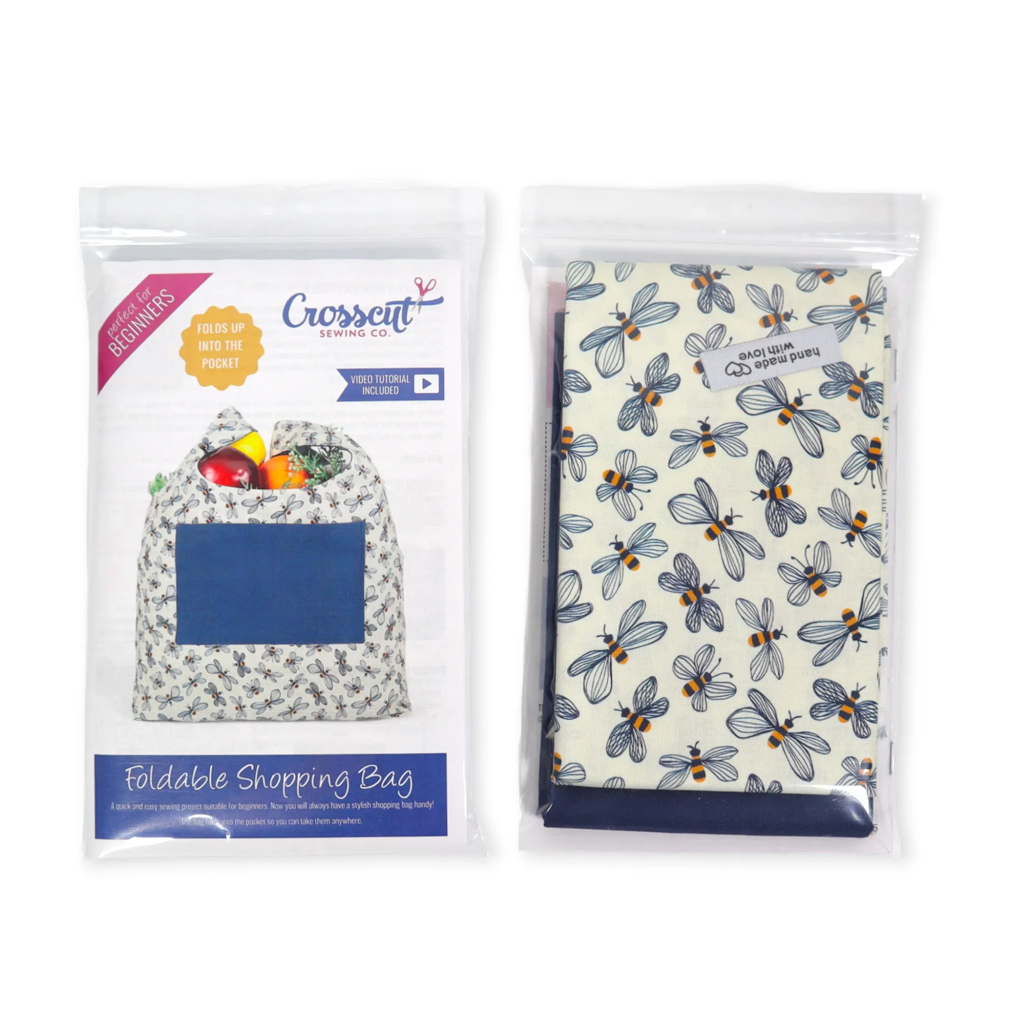 Shopping Tote Sewing Kit - Bees Navy