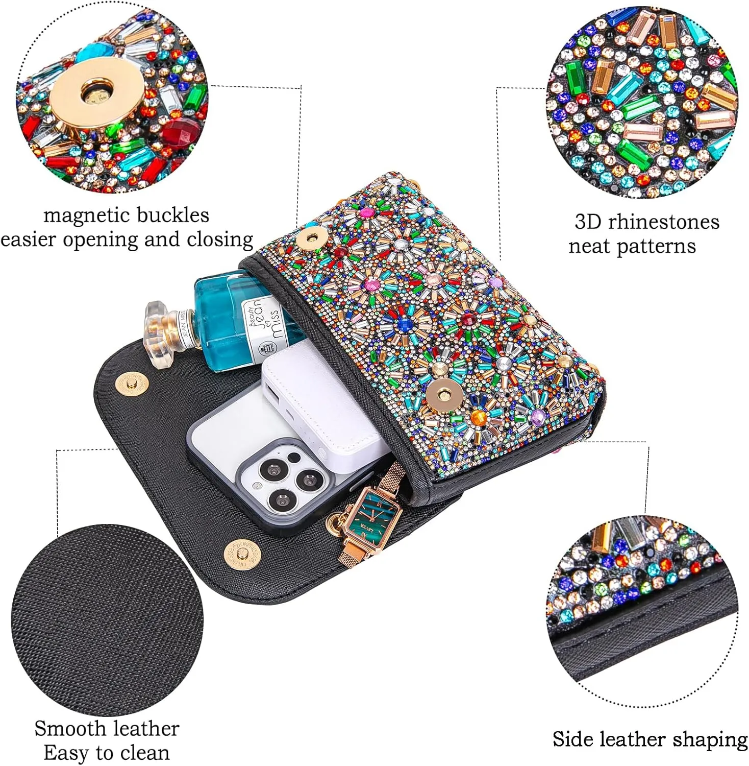 Shoulder Bags Crossbody Bag Purses Handbags Crystals Rhinestone Evening Bag for Women Clutch Purse with Chain