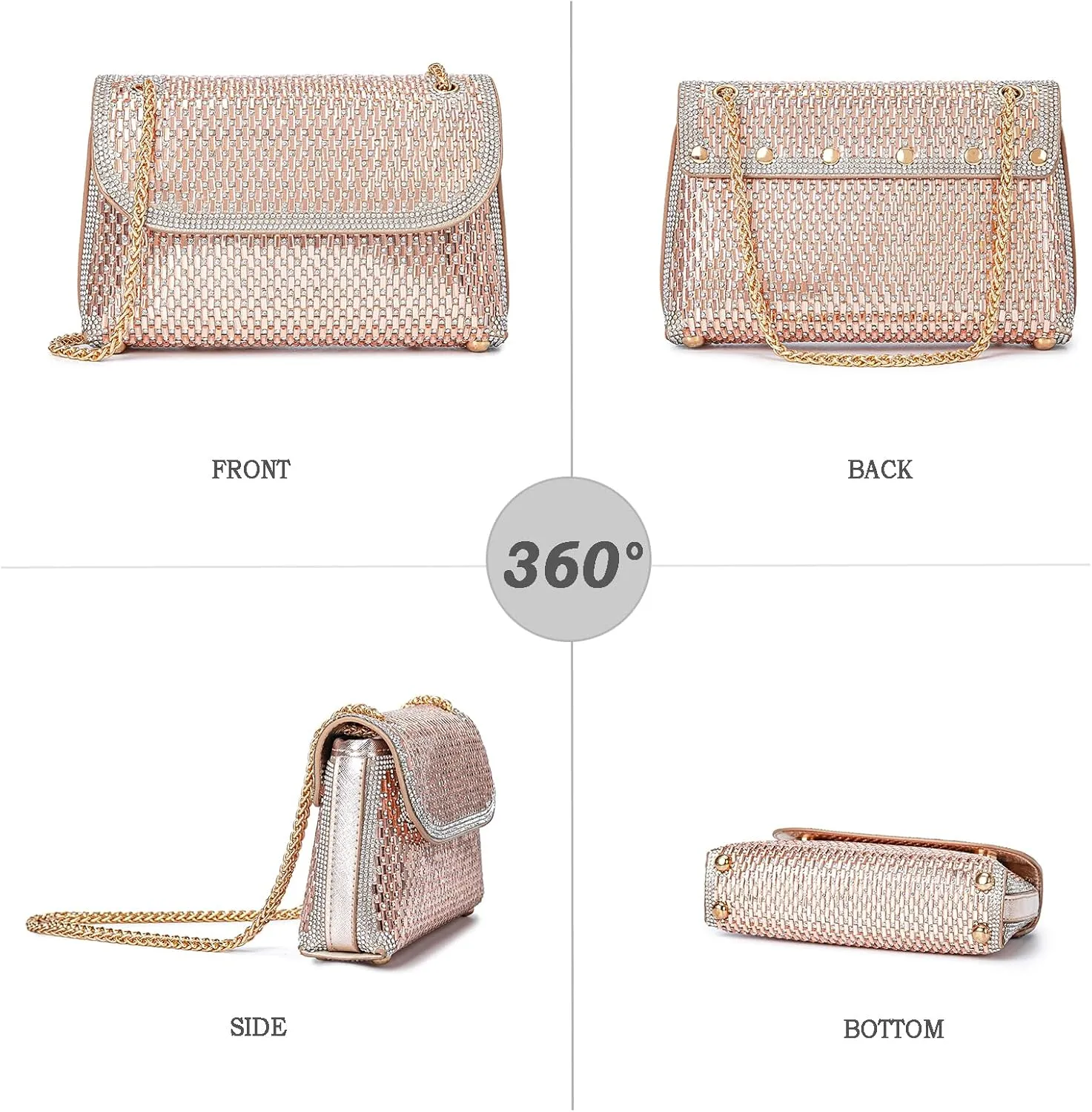 Shoulder Bags Crossbody Bag Purses Handbags Crystals Rhinestone Evening Bag for Women Clutch Purse with Chain
