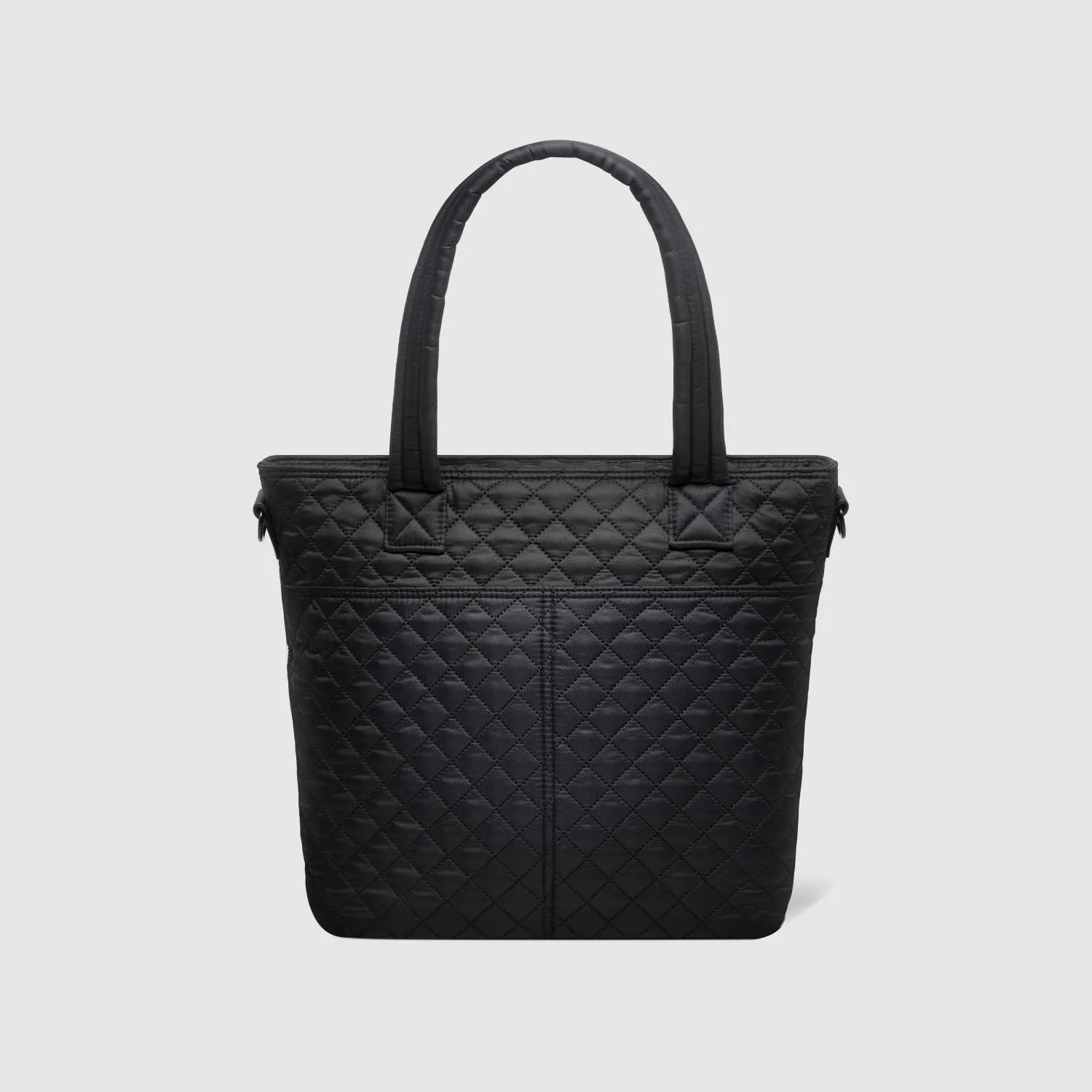 Simple Modern Quilted Tote Bag for Women | Medium Size w/Compartments & Laptop Sleeve | Adjustable Strap | Zipper Top