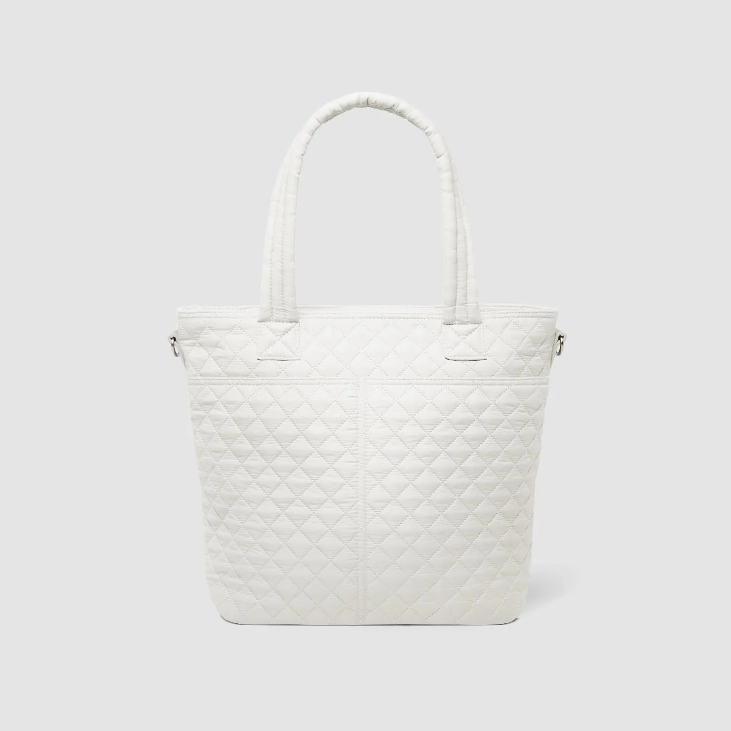 Simple Modern Quilted Tote Bag for Women | Medium Size w/Compartments & Laptop Sleeve | Adjustable Strap | Zipper Top