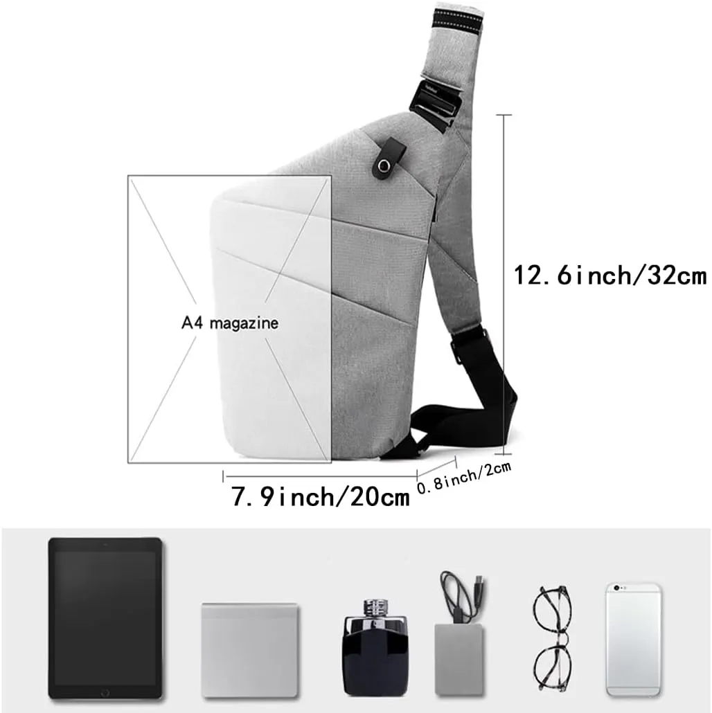Sling Crossbody Bags Anti-thief Slim Personal Flex Bag Safe Purse Bags for Women Men Waterproof (Navy Blue, Right)