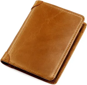 small Bifold Wallet Women Leather Compact Card Holder Zipper Pocket Wallet RFID Blocking Card Case Purse with ID Window(brown3)