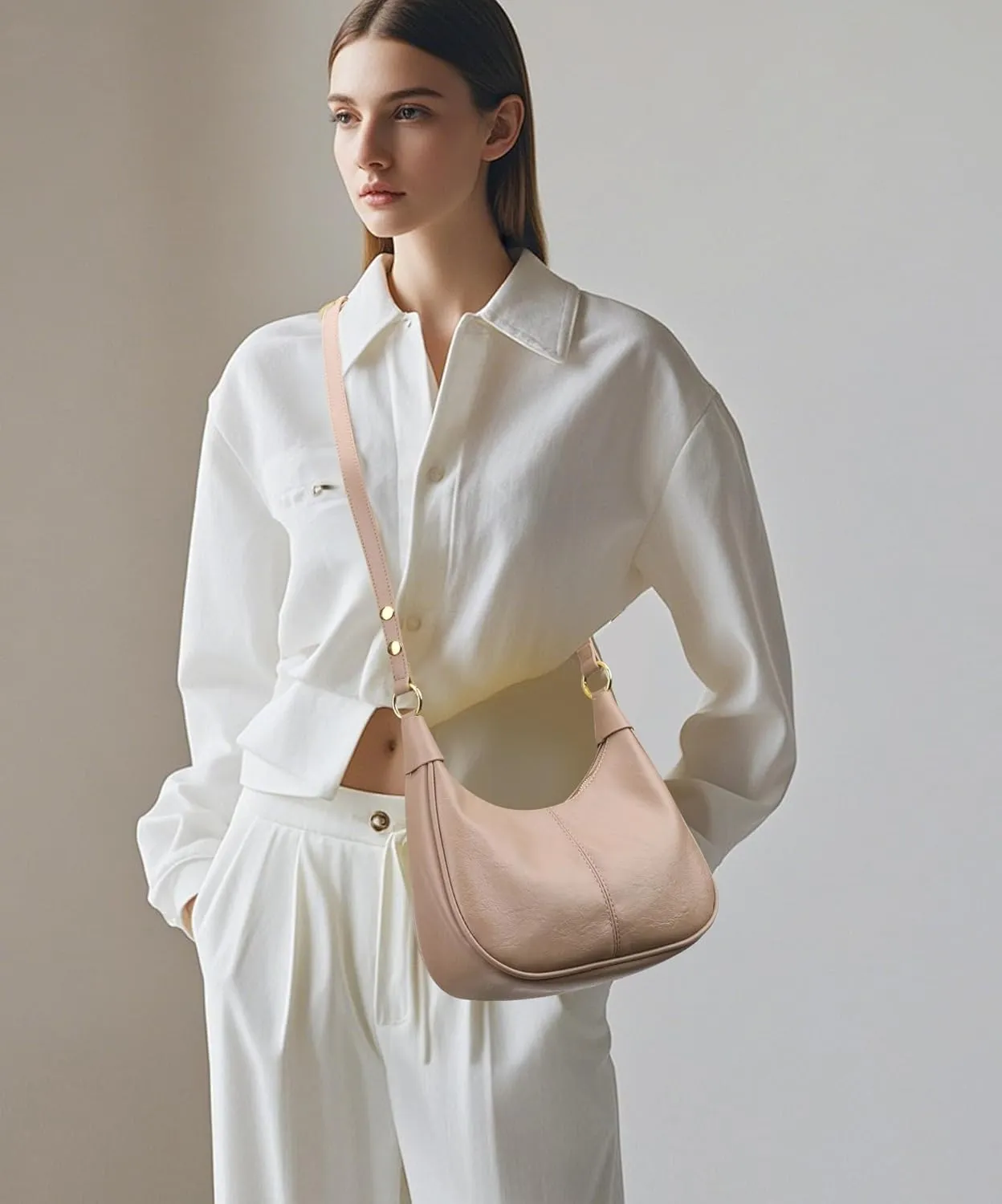 Small Hobo Bags Retro Crescent Shoulder Purse Women Soft Crossbody Handbag