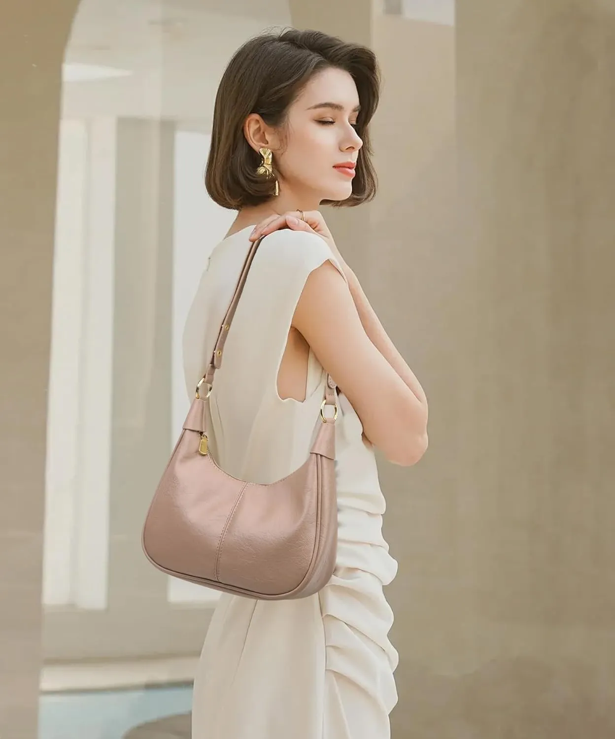 Small Hobo Bags Retro Crescent Shoulder Purse Women Soft Crossbody Handbag
