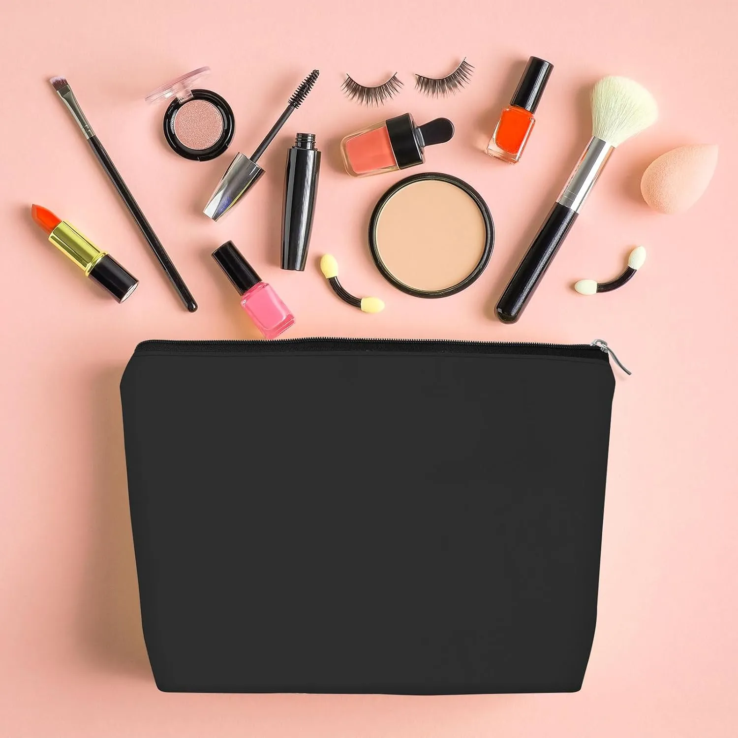 Small Makeup Bag for Purse Cosmetic Bag Makeup Pouches with Zipper Portable Pouch Multipurpose Storage Tool Pouches for Tools Travel Toiletry Make up Organizer 9.8 x 6.7 Inch