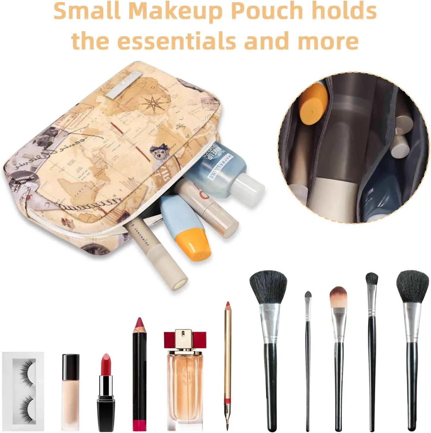 Small Makeup Bag for Purse, Mini Cosmetic Bag for Wemon, Purse Organizer Pouches for Travel