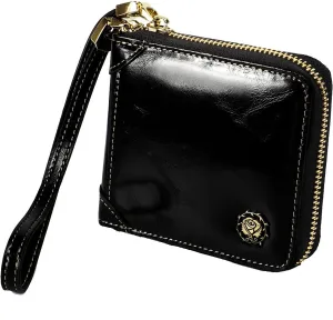 Small Zip Around Wallet for Women,Genuine Leather RFID Blocking Wristlet Clutch Luxurious Credit Card Holder (Small, Black)