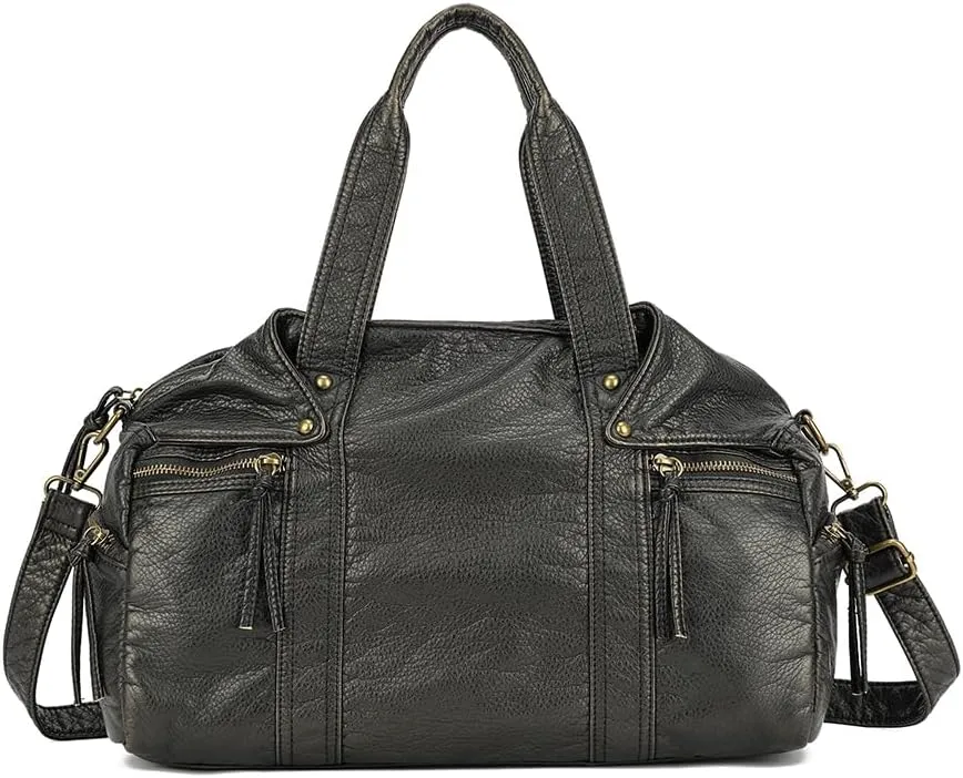 Soft Handbag for Women PU Leather Top-handle Bag Large Capacity Shoulder Bag Work Shopper Crossbody Satchel