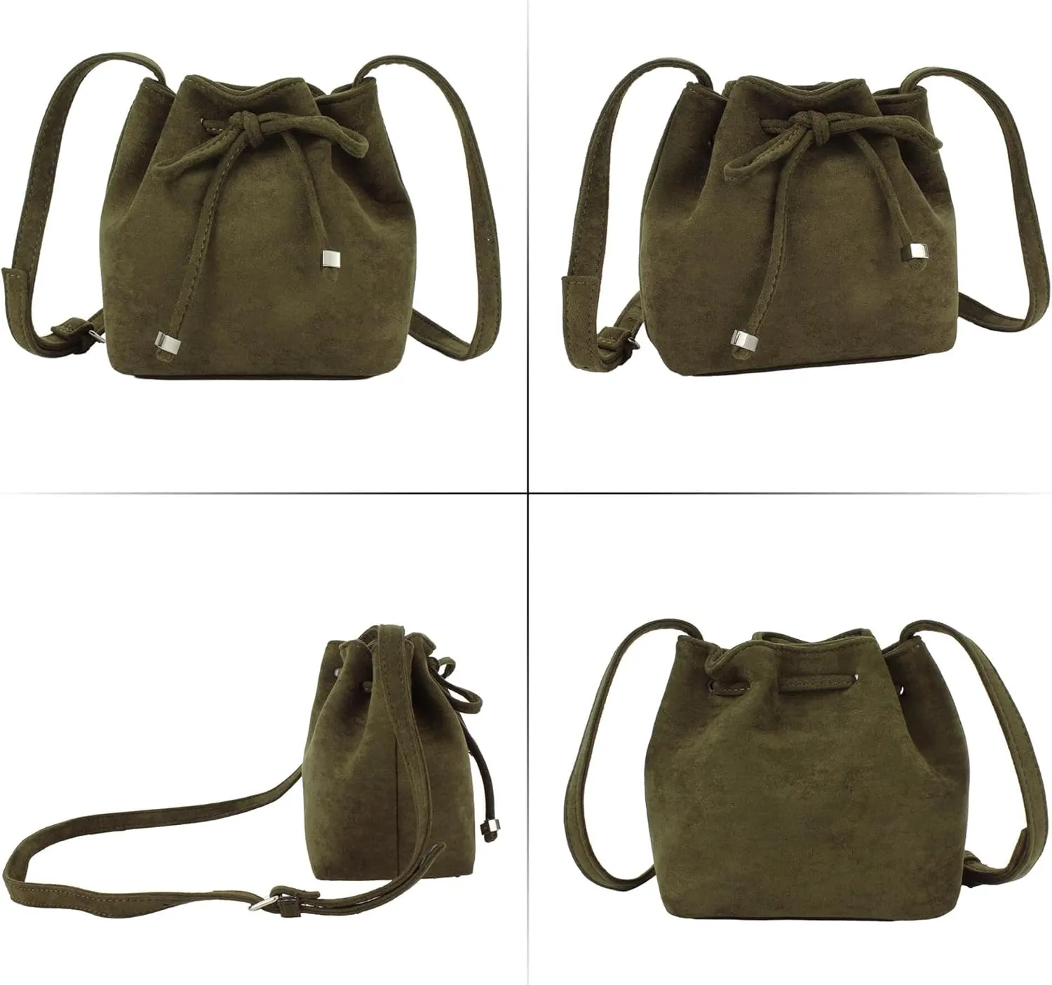 Soft Leather Hobo Shoulder Bag Lightweight Satchel Crossbody Purse Women's Bucket Handbag