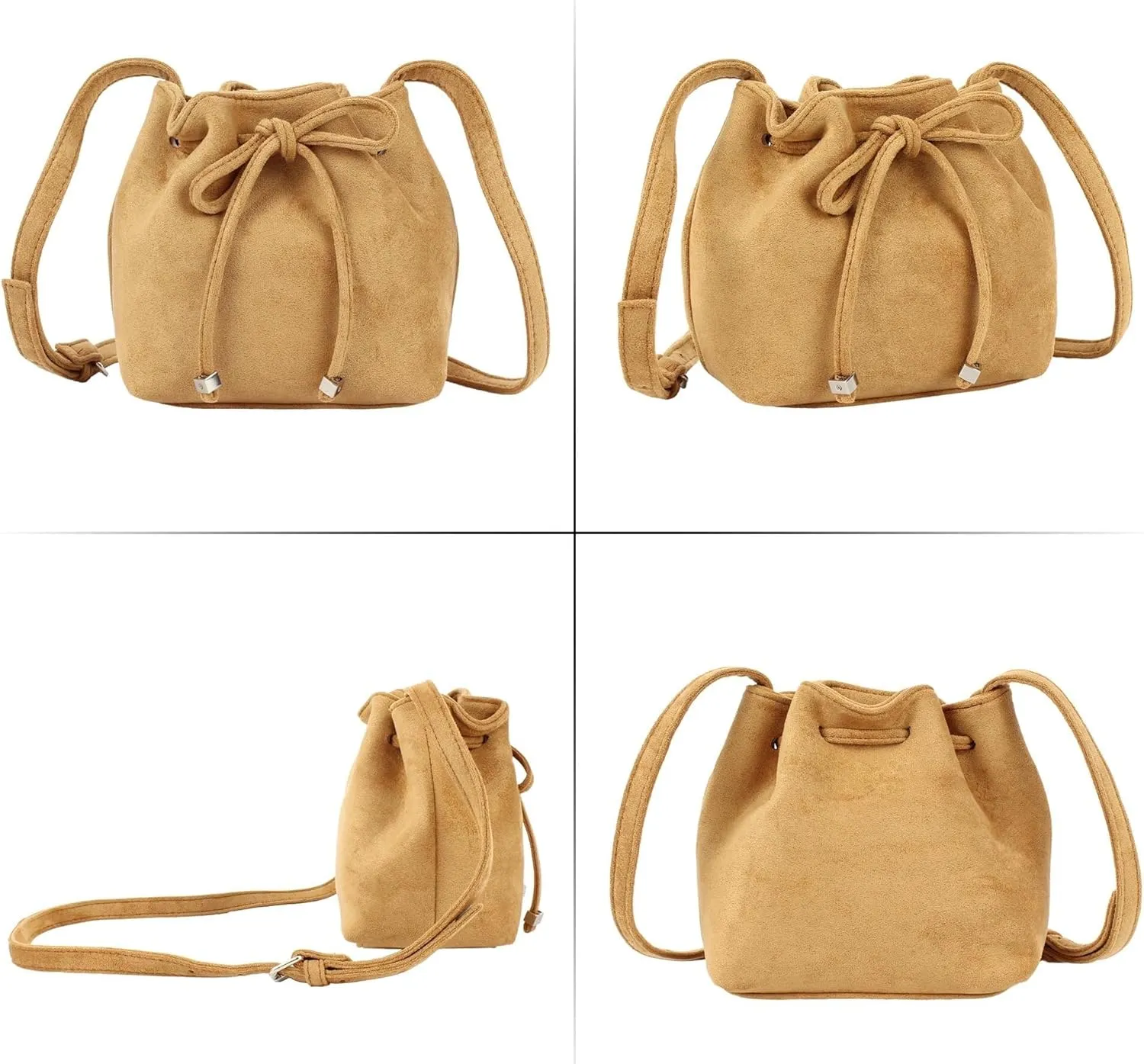 Soft Leather Hobo Shoulder Bag Lightweight Satchel Crossbody Purse Women's Bucket Handbag