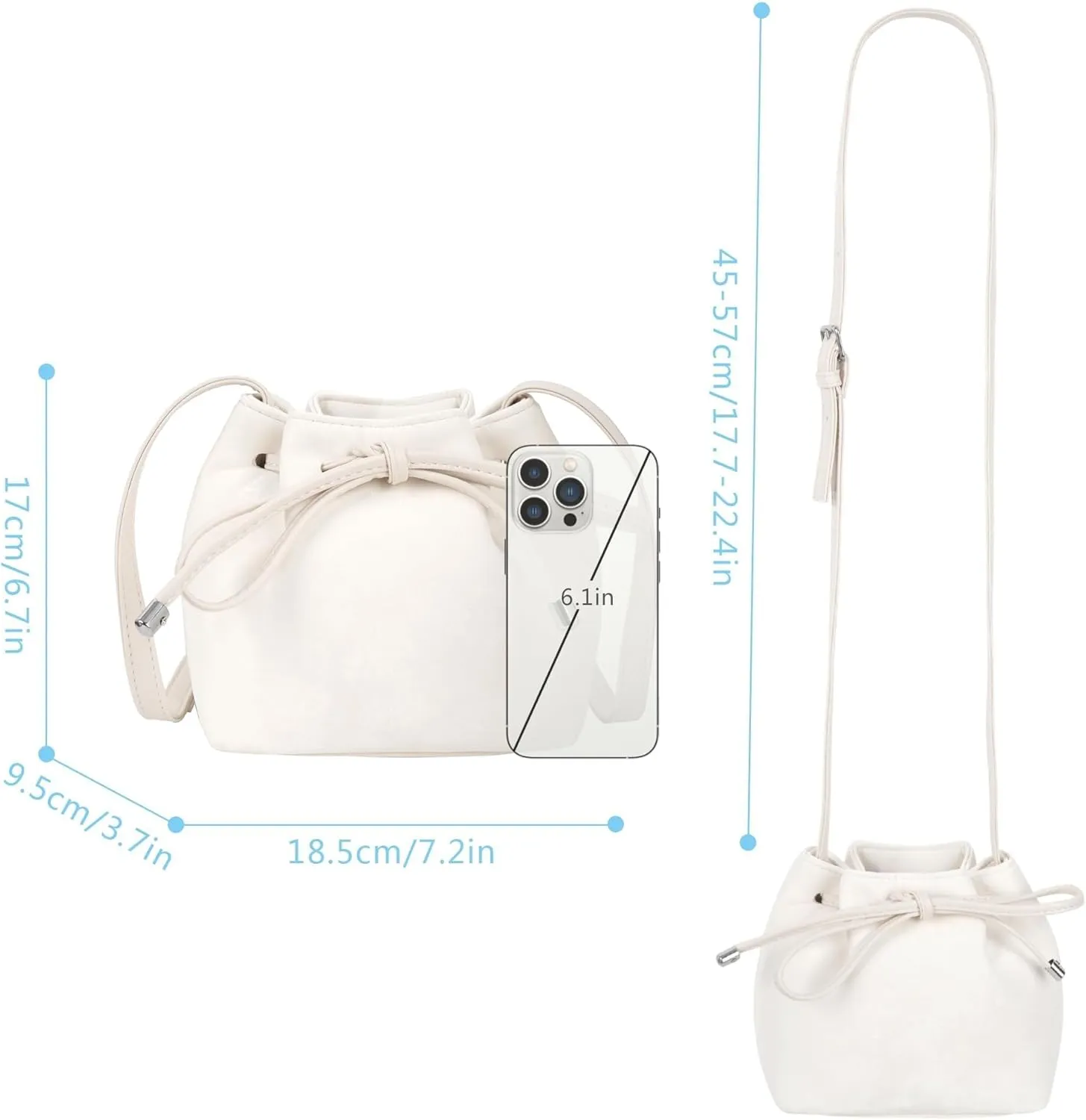 Soft Leather Hobo Shoulder Bag Lightweight Satchel Crossbody Purse Women's Bucket Handbag