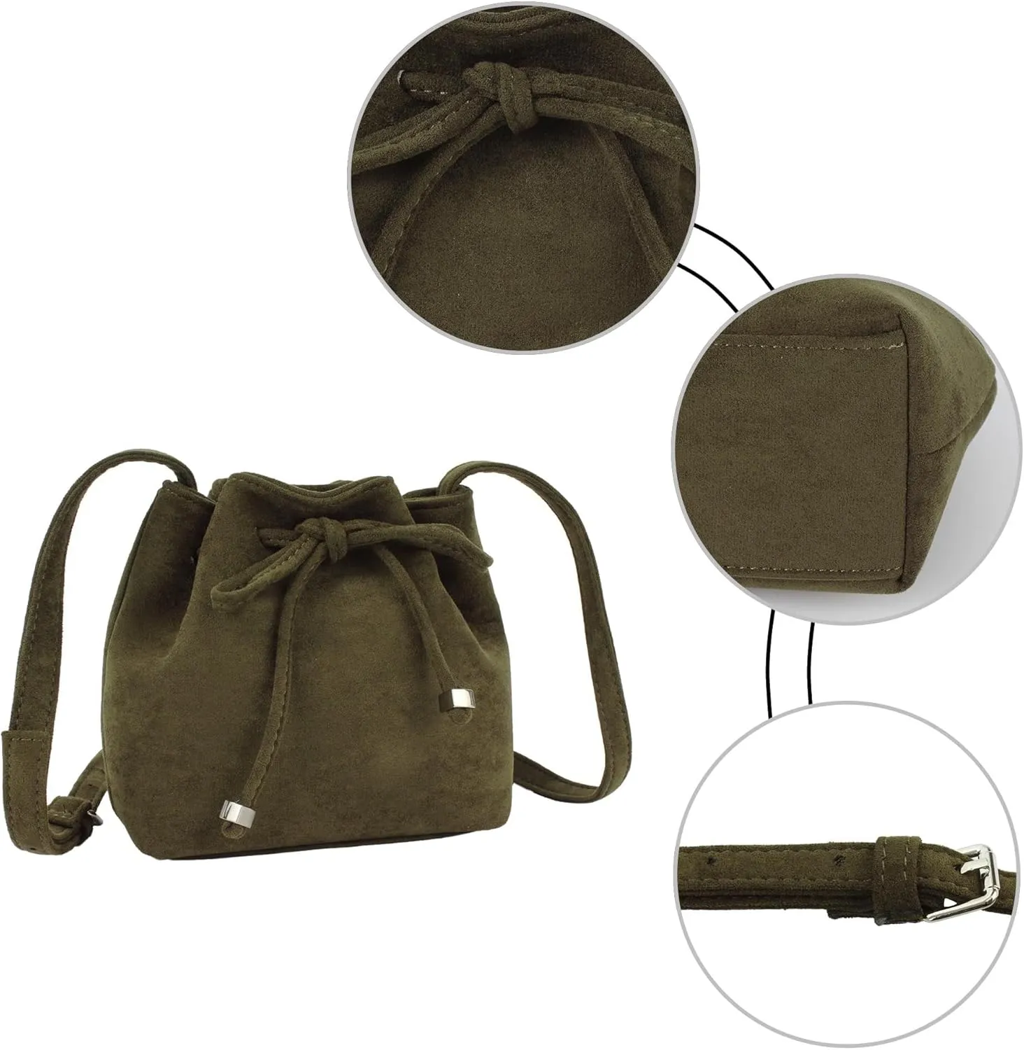 Soft Leather Hobo Shoulder Bag Lightweight Satchel Crossbody Purse Women's Bucket Handbag