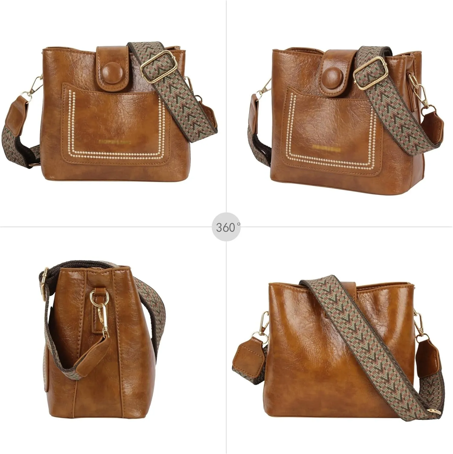 Soft Leather Hobo Shoulder Bag Lightweight Satchel Crossbody Purse Women's Bucket Handbag