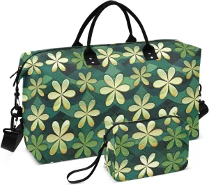 St. Patrick's Day Golden Clovers Travel Duffle Bag Duffel Bags Large Weekender Bag Carry On Duffel Bag Gym Bag with Toiletry Bag Garment Duffle Bags for Women Men Adults Airplanes Ttrip Yoga Sports
