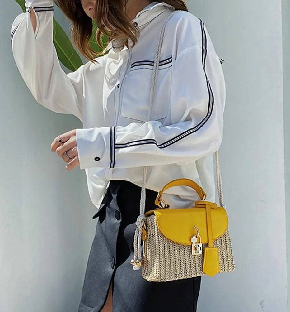 Straw Beach Bags For Women - Summer Satchel Purses Shoulder Crossbody Square Rattan Purse 2024